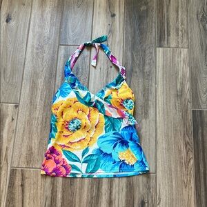 Floral Halter Tankini Swim Top - Multicolor
